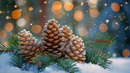 Two Snow-Covered Pine Cones