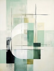 Abstract painting. Ivory mint Color graphics and collage. Painting in the interior. A modern poster.