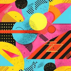 Vibrant Memphis Style Abstract Background Design - Hand Edited Generative AI