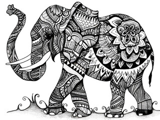 Elephant coloring book page