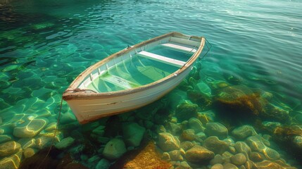 Small Boat Floating on Water
