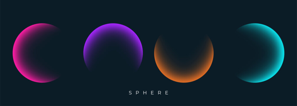 Defocused spheres. Color gradients. Set of blurred color round shapes for creative graphic design. Vector illustration.	