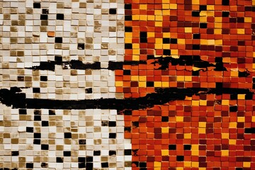 portrait of a human face made of a mosaic of square shapes and cubes as a background - 766293215