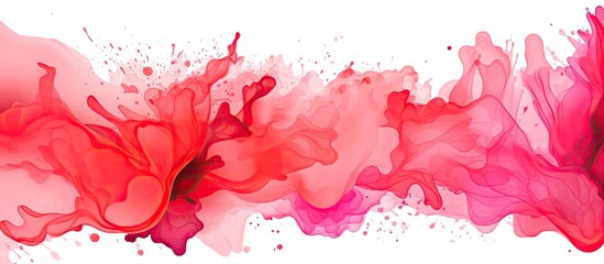 Vivid red and soft pink liquid bursting and splattering on a clean white backdrop