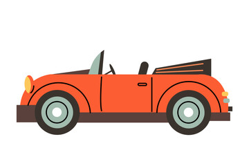 Vintage car illustration. Side view of a classic cabriolet isolated on background. Design concept for travel posters, transportation themes, and retro style projects.