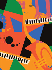 Artistic music festival poster, live concert, creative banner design.