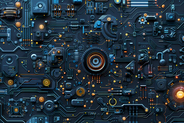 Fototapeta premium Technical diagram of integrated circuit