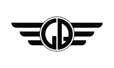 LQ initial letter circle wings icon gaming logo design vector template. batman logo, sports logo, monogram, polygon, war game, symbol, playing logo, abstract, fighting, typography, minimal, wings logo - obrazy, fototapety, plakaty