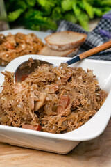 Bigos - sauerkraut stewed with meat, dried mushrooms and sausage.
