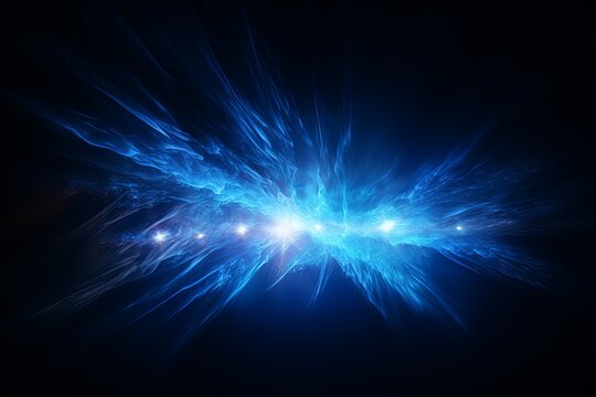 Azure light flare isolated black background