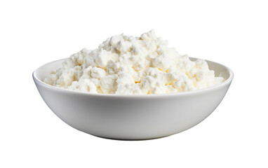 Cottage Cheese in a Bowl Isolated on Transparent Background PNG.