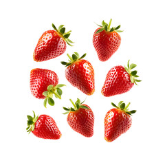 strawberry flying isolated on transparent background Generative Ai