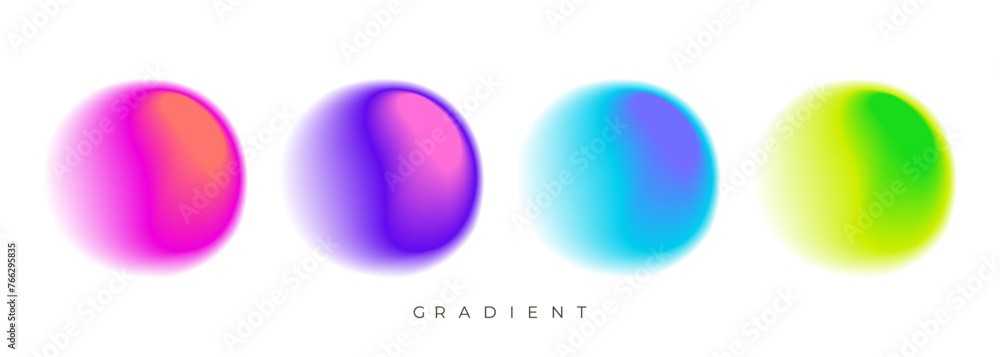 Aufkleber set of blurred color round shapes. bright color gradients. defocused circle stains for creative grap