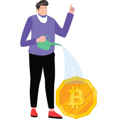 Bitcoin Growing illustration vector icon