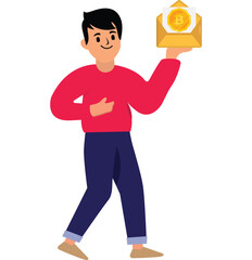 Bitcoin Mail illustration vector icon 