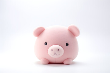cute, minimalist pink piggy bank against white background, symbolizing savings, finance, and investment.
