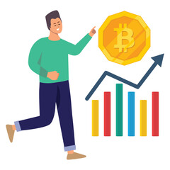 Bitcoin profit illustration vector icon 