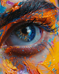 Street artist live painting, vibrant afternoon, closeup, creative flair, clear backdrop