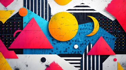 Vibrant Memphis Style Abstract Background Design - Hand Edited Generative AI