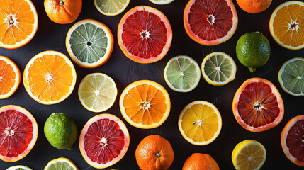 Vibrant Citrus Slice Patterns on Dark Background