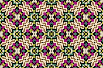 Abstract background of colorful floral geometric pattern. Endless flat vector design.