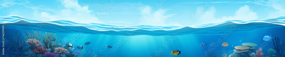 Poster abstract background with underwater theme, web site header or footer template