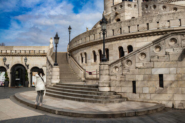 Fisherman's Bastion in Budapest (hungarian: Halszbstya), structure with seven towers representing...