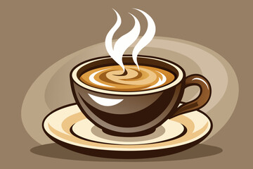 Steaming coffee cappuccino cup vector ats illustration