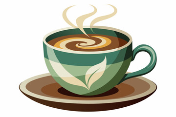Steaming coffee cappuccino cup vector ats illustration