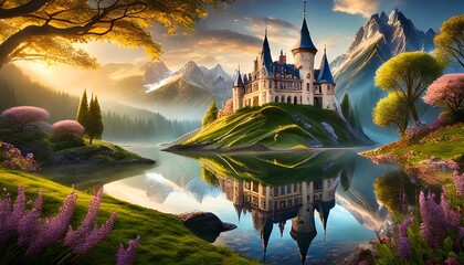 fairy tale castle - obrazy, fototapety, plakaty