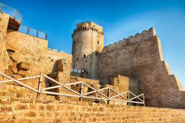 View of the Aragonese Castle, Isola di Capo Rizzuto, Italy - 766300495