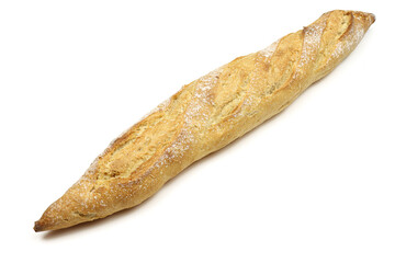 Long baguette bread isolated on white background
