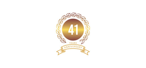 41st anniversary logo with gold, and white background