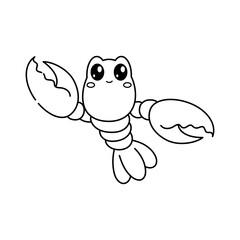 Cute cancer. Cute animals. Coloring book, black and white vector illustration.