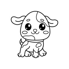 Cute puppy. Cute animals. Coloring book, black and white vector illustration.