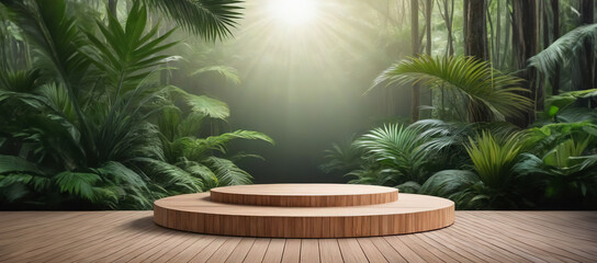 Fototapeta premium Minimal abstract cosmetic background for product presentation. Cosmetic bottle podium and green palm leaf on grey color background. 3d render illustration.ai generated
