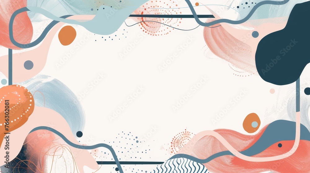 Poster the background is composed of fluid geometric shapes with space for text and logotype. flat graphic 