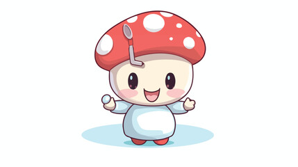 Nurse portobello mushroom character cartoon Flat vect