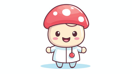Nurse portobello mushroom character cartoon Flat vect