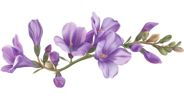 Freesia flower isolated on white background in modern format