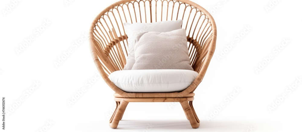 Poster a close-up image of a chair with a soft pillow on top of it