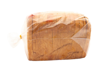 Sealed packet of slice bread on a white isolated background