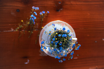 Beautiful spring forget-me-nots coffee cup