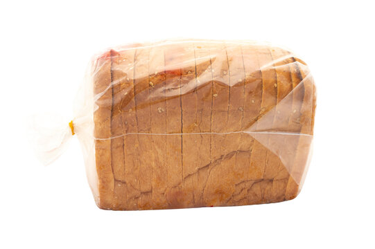 Sealed packet of slice bread on a white isolated background