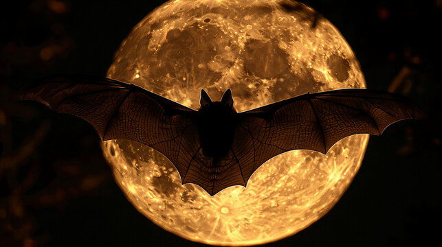 Eye-catching bat silhouette against the moon perfect for exploring nocturnal life