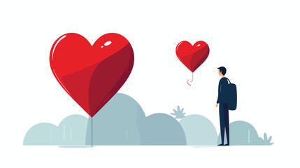 Person and heart Flat vector isolated on white background