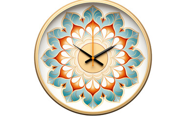 Circular Wall Clock with Floral Elegance Isolated on Transparent Background PNG.
