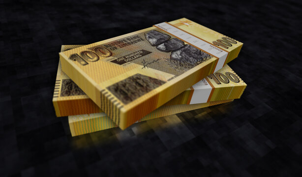 Zimbabwe dollar money banknotes pack 3d illustration