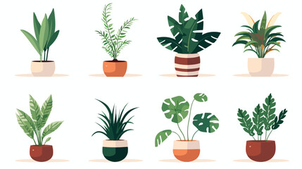 Plants in Pot Flat vector isolated on white background
