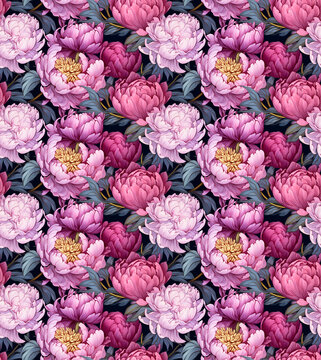 peony, peony repeated patterns, seamless background, seamless floral background, floral background, seamless tile, flower background